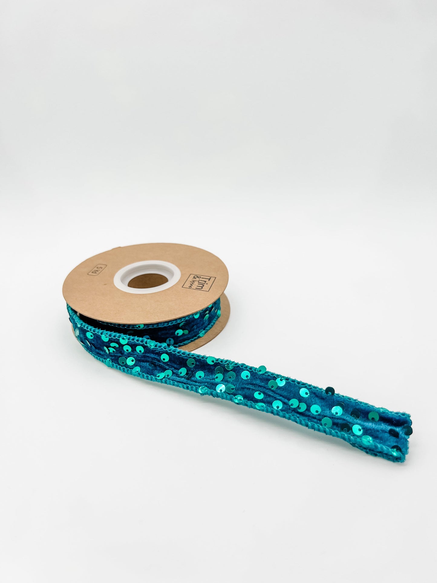 1" Sequined Velvet Wired Ribbon - Turquoise