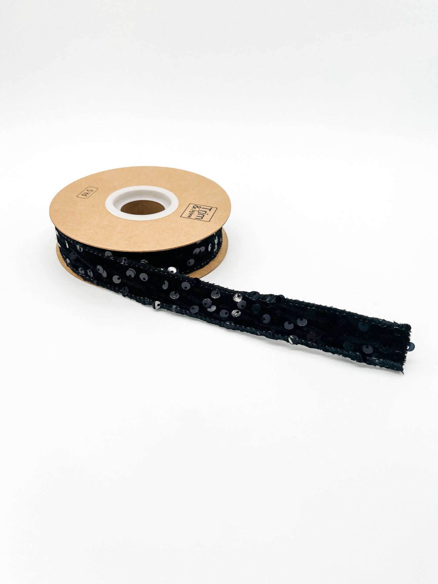 1" Sequined Velvet Wired Ribbon - Black