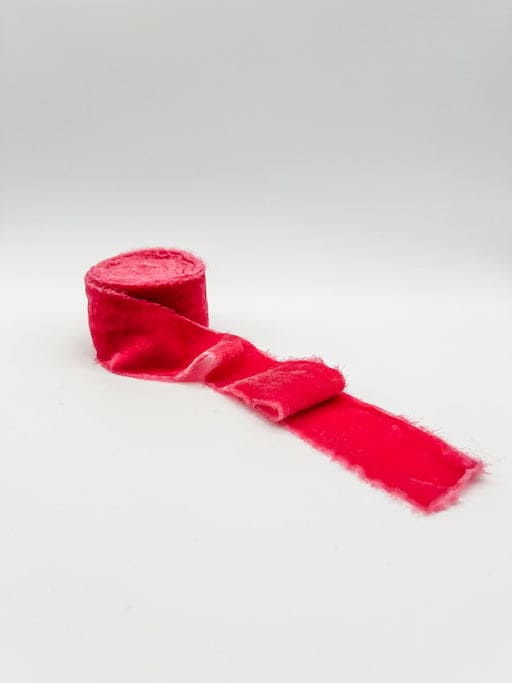 Pink Velvet Ribbon Raw Edge