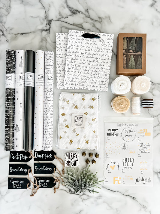 Deluxe Holiday Wrapping Kit - Black & White