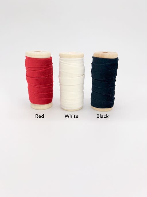 Red, White and Black thin velvet ribbon