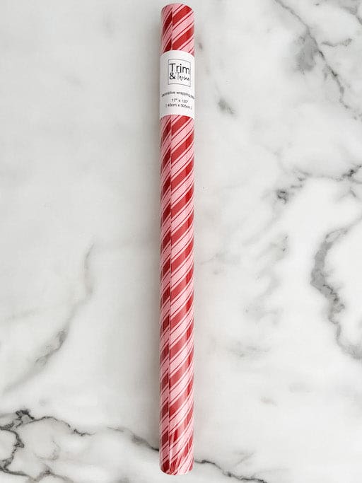 Candy cane striped wrapping paper