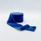 Blue velvet ribbon frayed edge