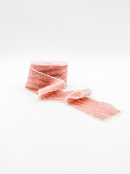 Pink Velvet Ribbon Frayed Edge