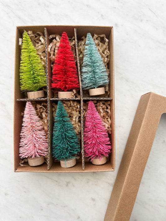 Colorful Bottle Brush Trees - Set of 6