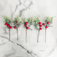 Red Berry Greenery Sprigs - Set of 5