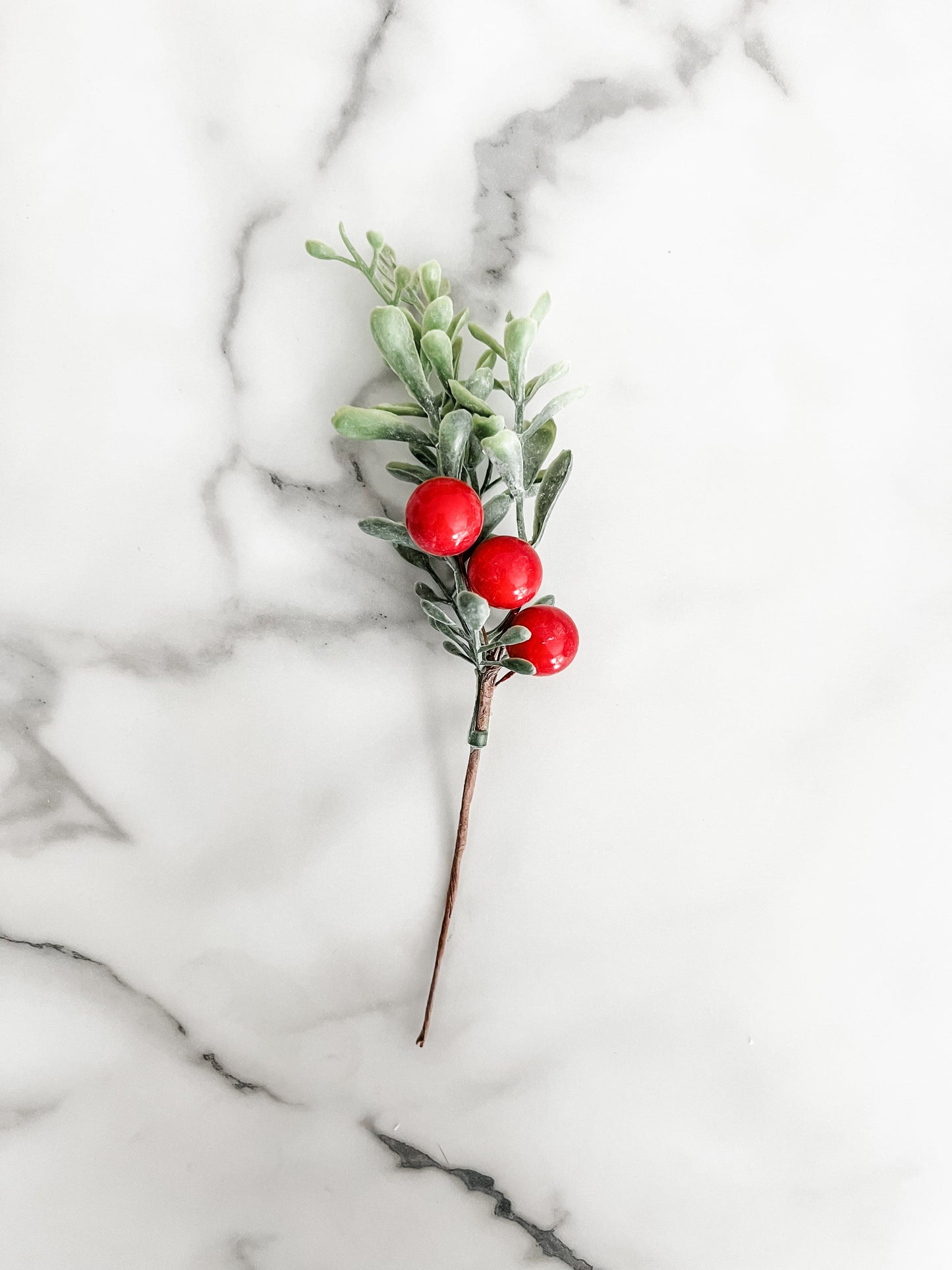 Red Berry Greenery Sprigs - Set of 5