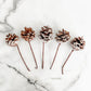 Small Snowy Pinecone Pick - Set of 5