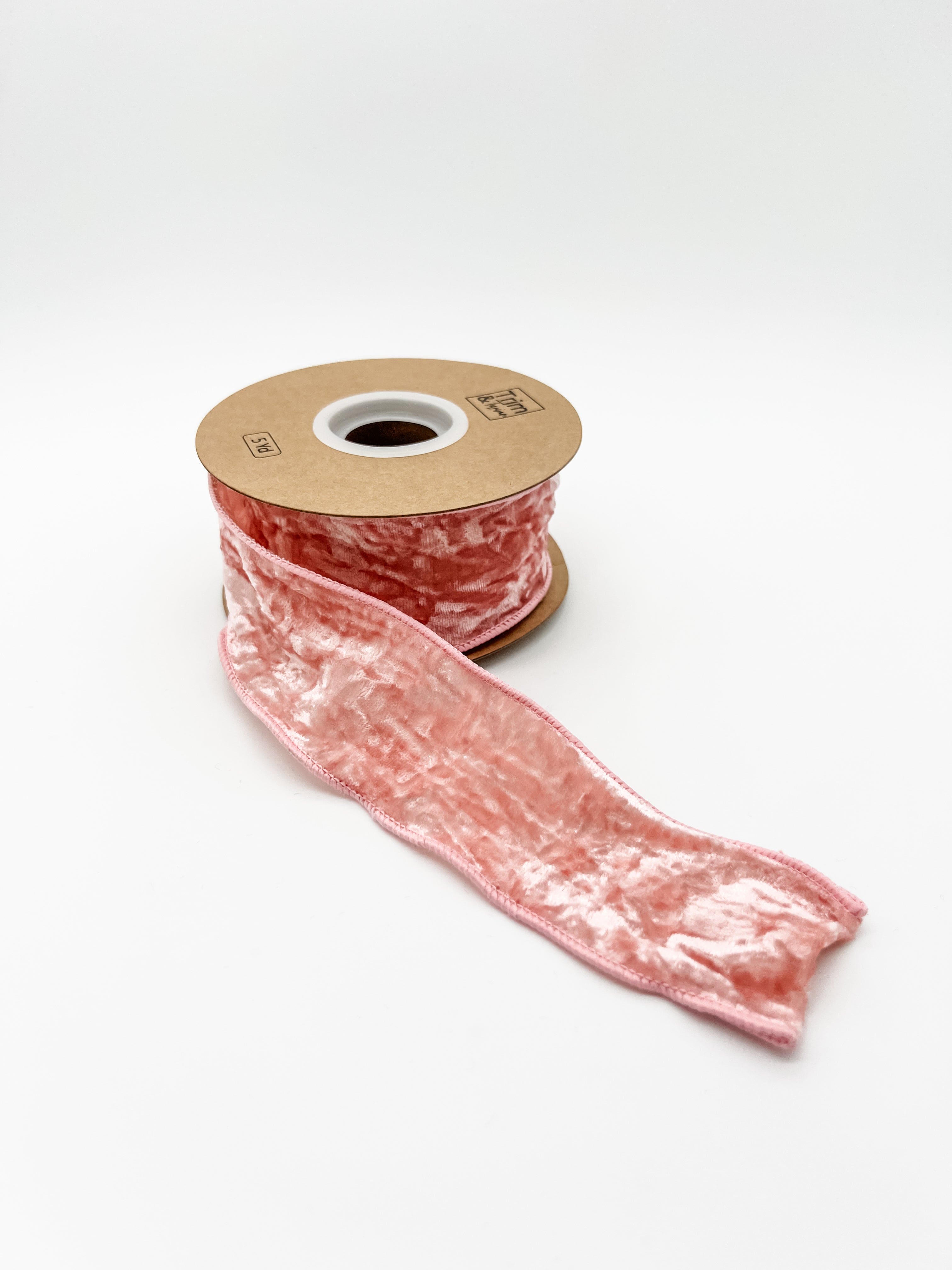 2" Crushed Velvet Wired Ribbon - Blush