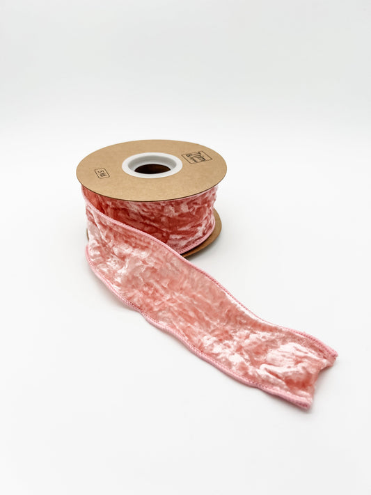 2" Crushed Velvet Wired Ribbon - Blush