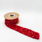 2" Sequined Velvet Wired Ribbon - Red