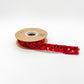 1" Sequined Velvet Wired Ribbon - Red