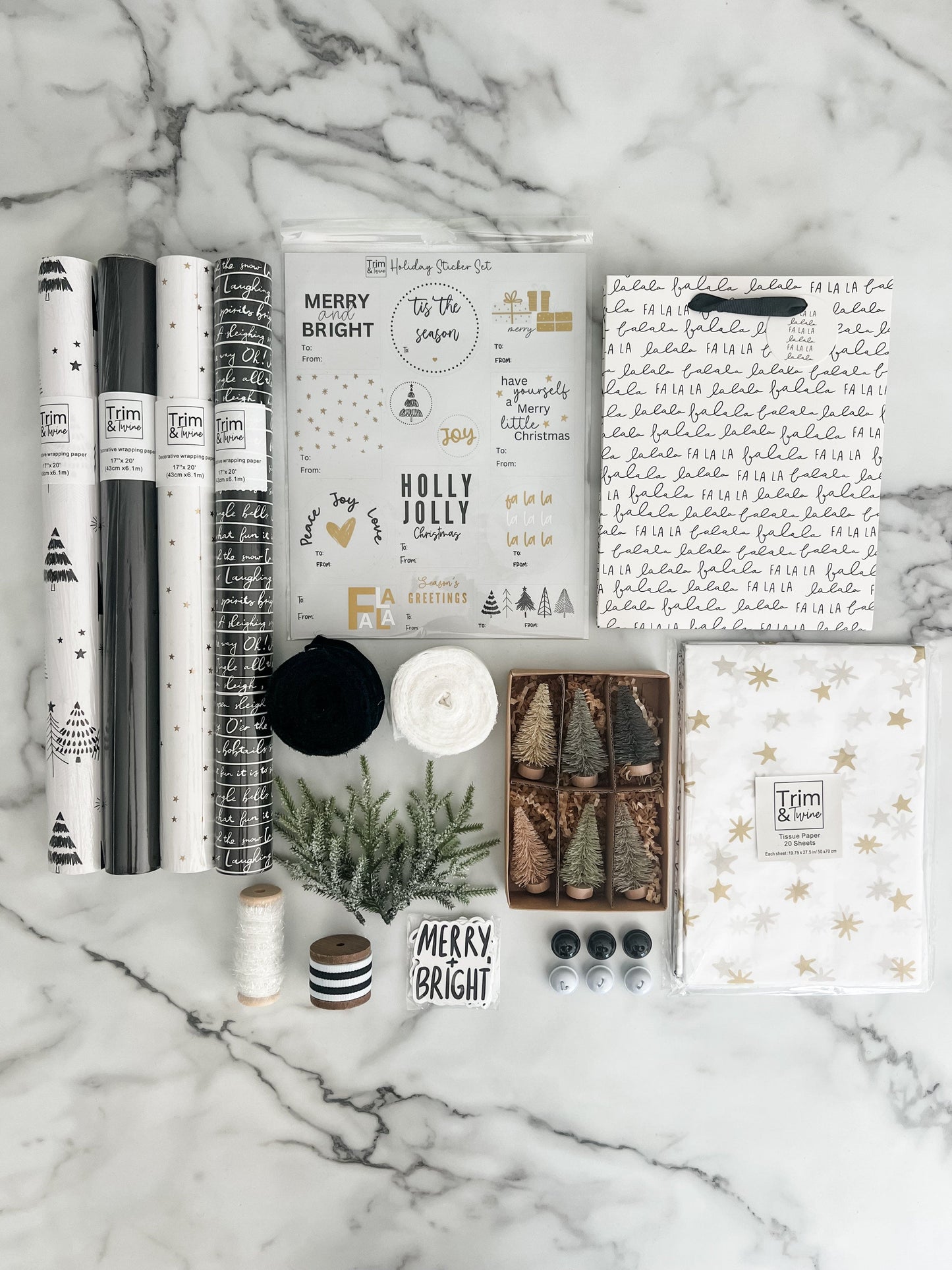2025 Holiday Wrapping Kit - Black & White