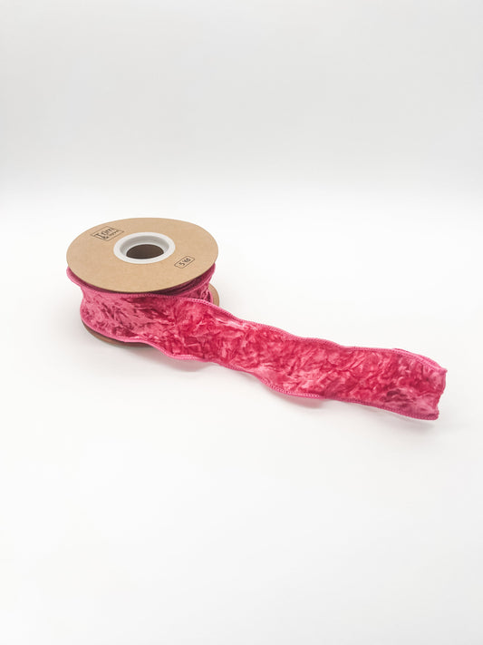 2" Crushed Velvet Wired Ribbon - Pink Punch