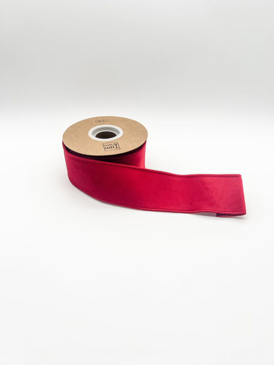 2" Velvety Smooth Wired Ribbon  - Red