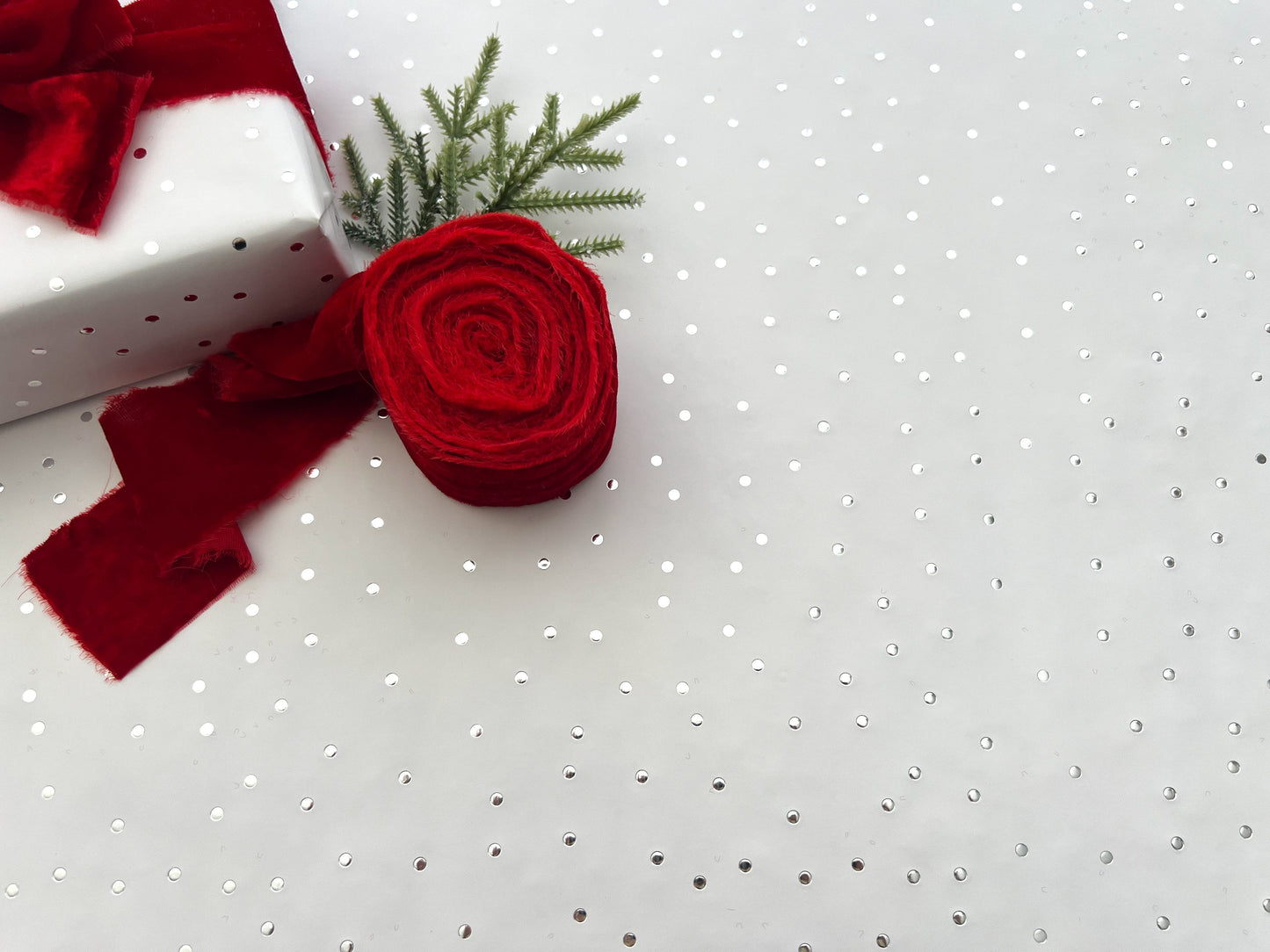 Silver Metallic Polka Dot Wrapping Paper - Single Roll