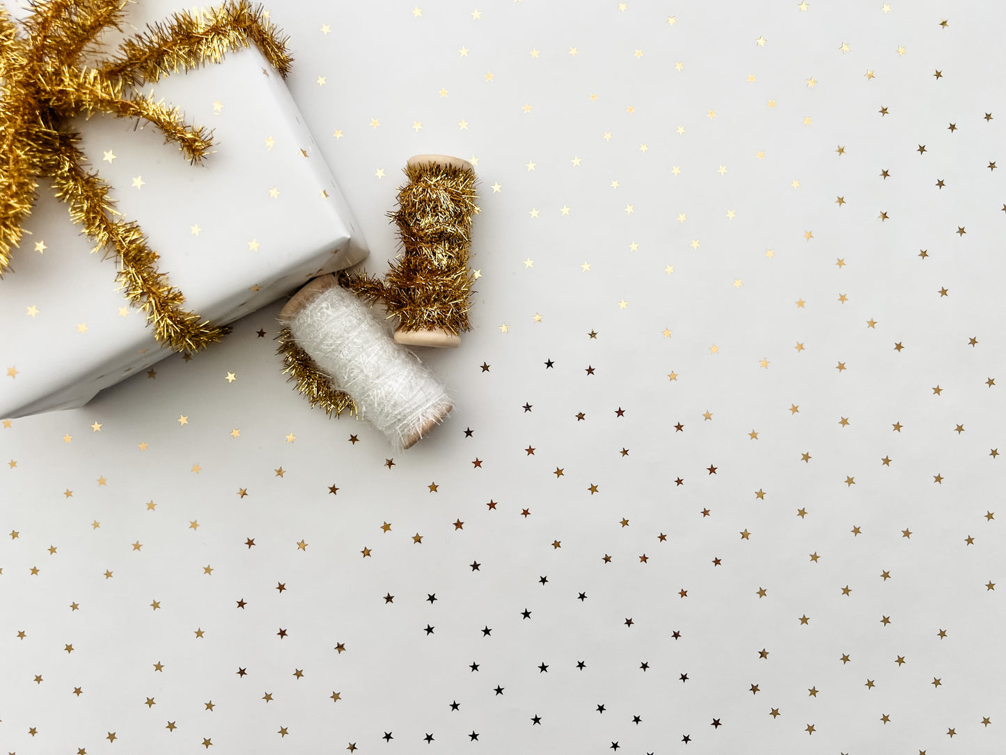 Gold Metallic Star Wrapping Paper - Single Roll