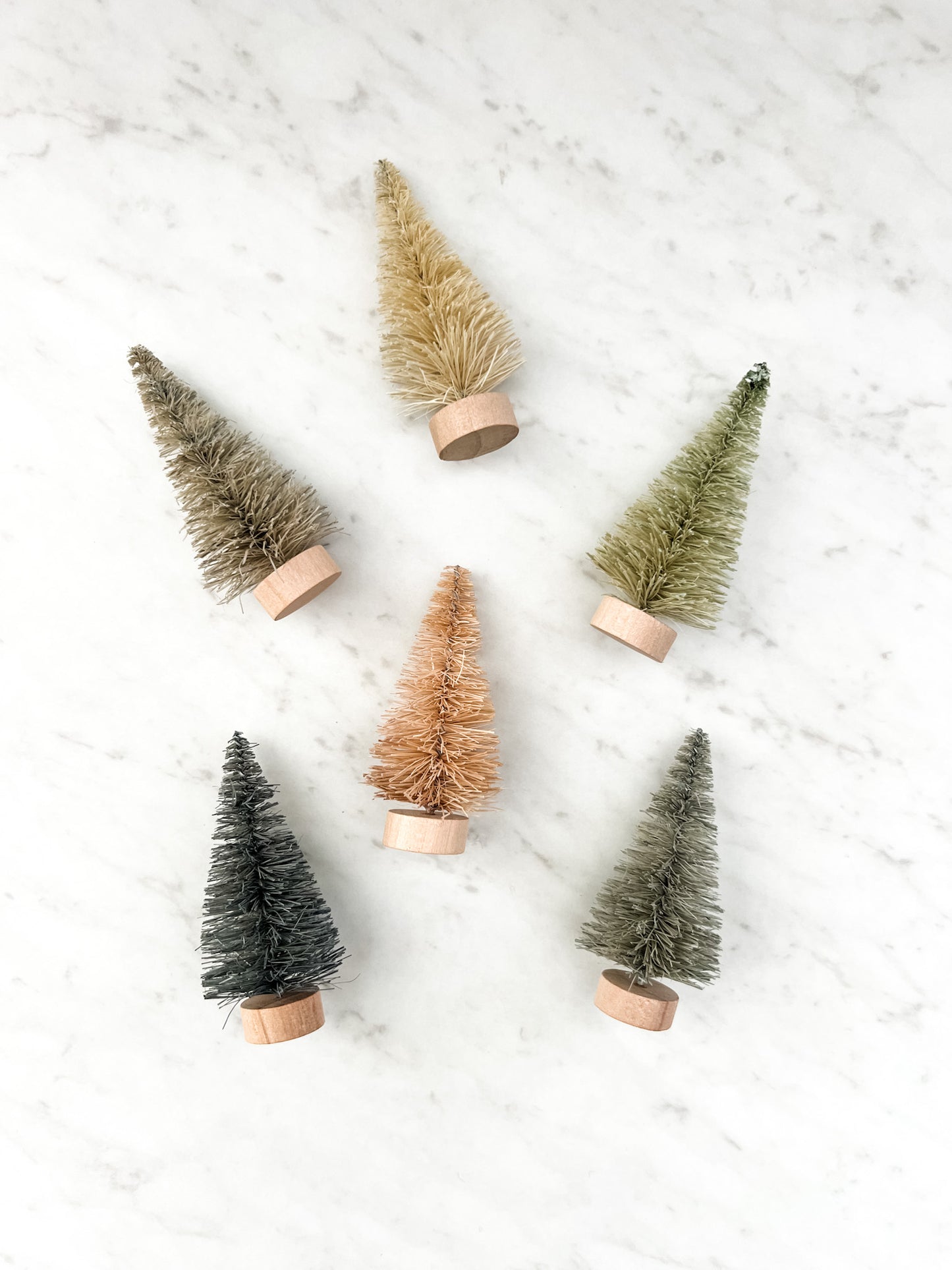 Neutral Bottle Brush Trees - Set of 6