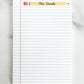 Personalized Custom Teacher Notepad - Pencil Design w/ Lines