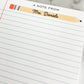 Personalized Custom Teacher Notepad - Pencil Design w/ Lines