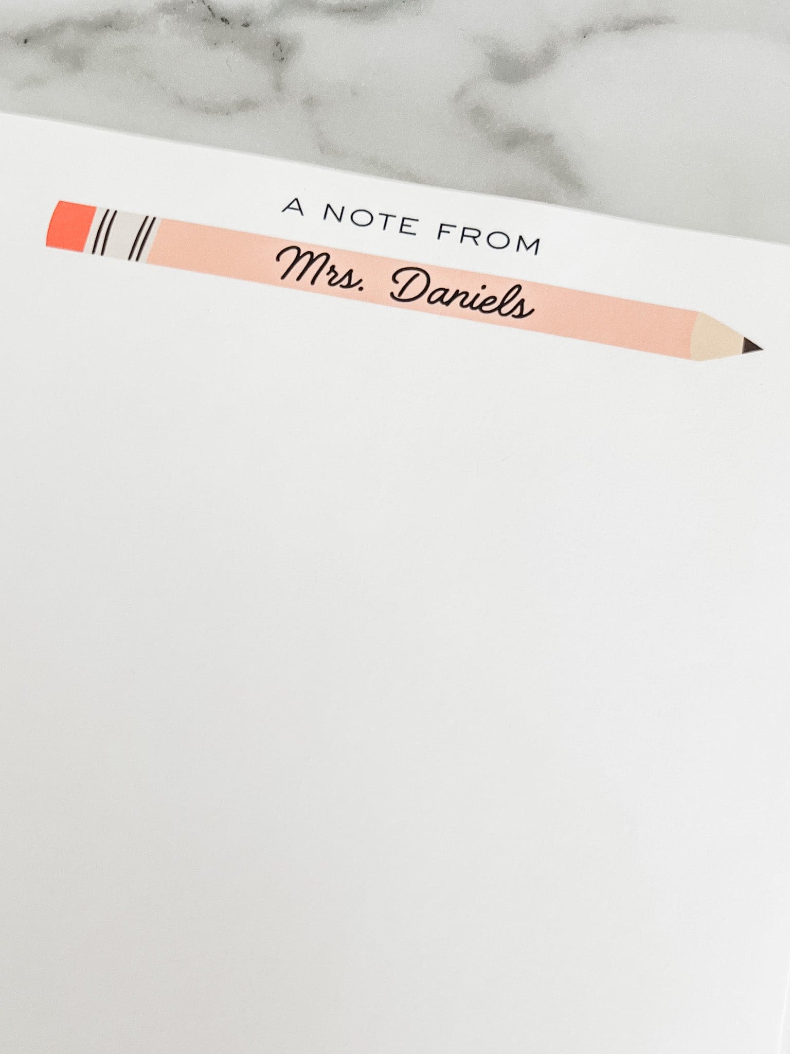 Personalized Teacher Notepad with a colorful pencil