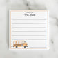 Personalized Custom Teacher Notepad - School Bus w/ Lines