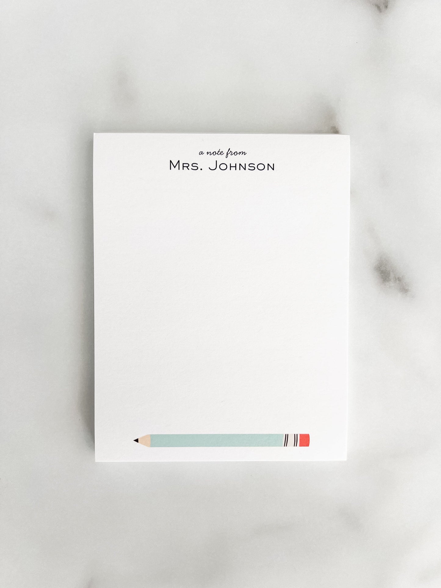 Small Personalized Custom Teacher Notepad - Pencil Design