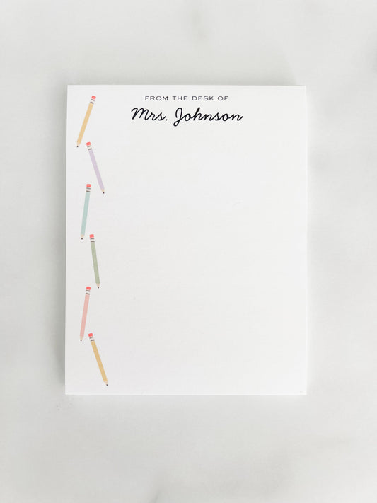 Personalized Custom Teacher Notepad - Mini Pencil Design