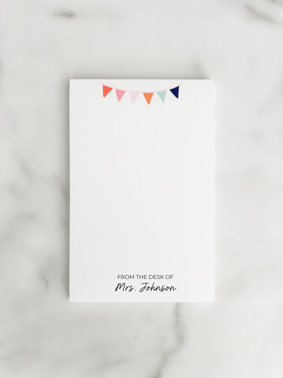 Personalized teacher notepad with a colorful banner