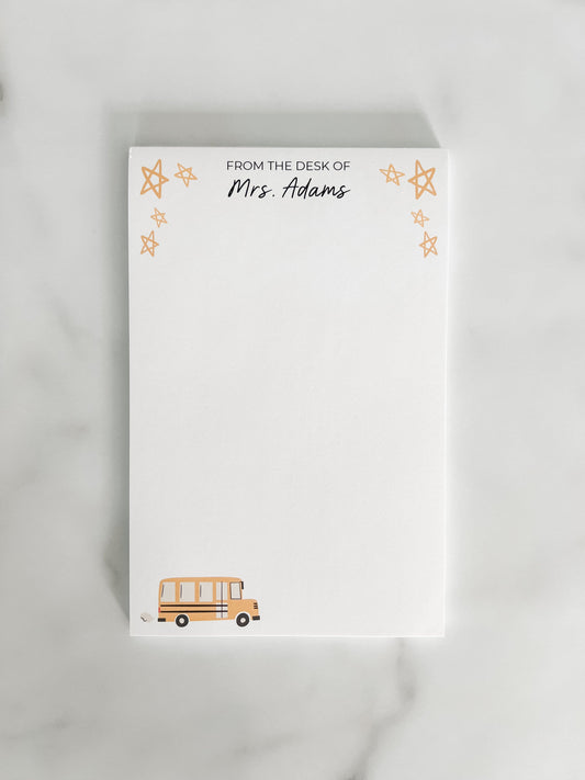 School Bus Personalized Teacher Notepad