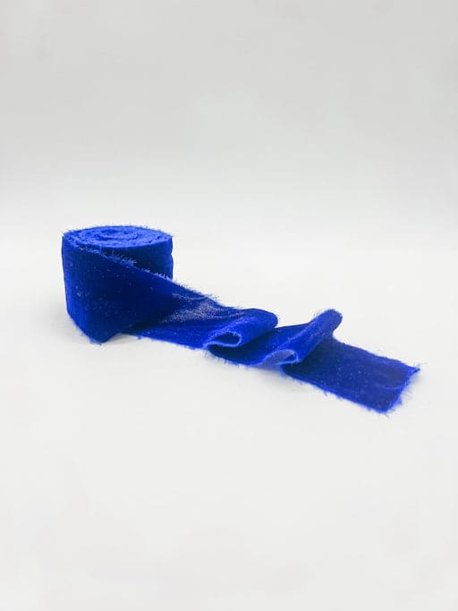 Blue Velvet Ribbon Frayed Edge